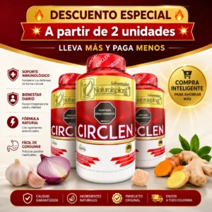 Circlen Masticable con Ajo, Cebolla y Cúrcuma 100 Tabletas Combo de frascos de Circlen masticable con descuento especial junto a ajo, cebolla y cúrcuma