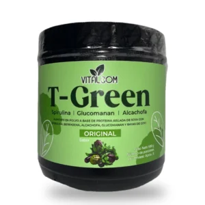 T-Green Batido Verde en Polvo 500 g de Vitalcom en Pureza Nativa sobre fondo blanco