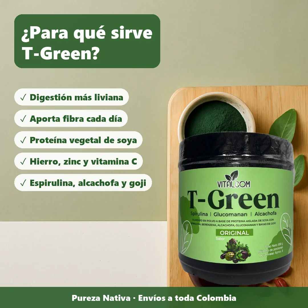 Para qué sirve T-Green: digestión más liviana, fibra, proteína vegetal, hierro, zinc y vitamina C