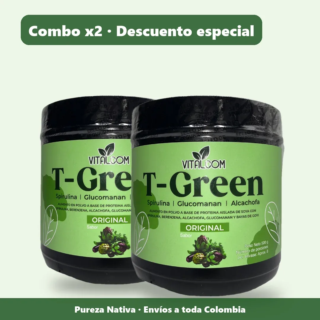 Combo de 2 unidades de T-Green batido verde en polvo con descuento especial