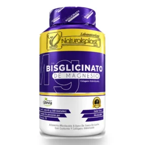 Bisglicinato de magnesio con colágeno 100 tabletas masticables sabor uva en Pureza Nativa sobre fondo blanco