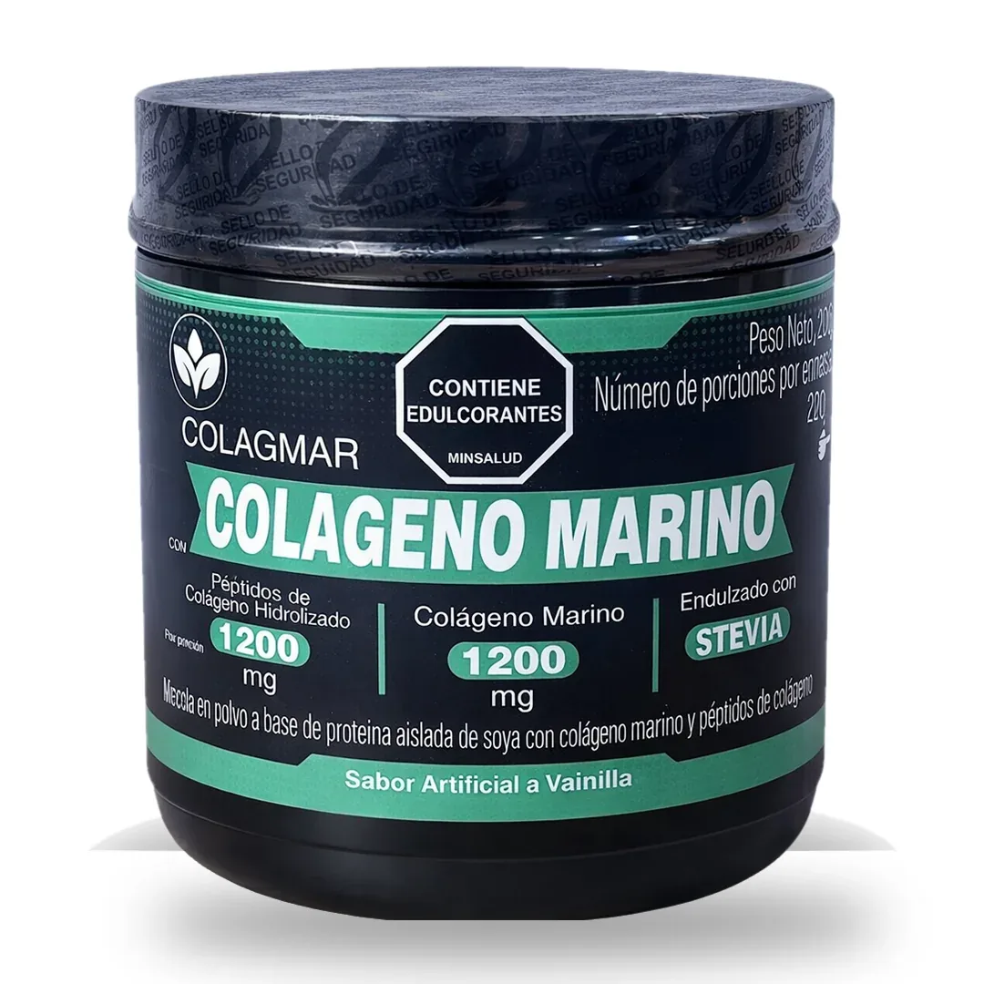 Colágeno Marino en Polvo Colagmar 500 g sabor vainilla de Pureza Nativa sobre fondo blanco