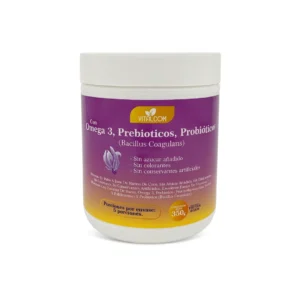 Probiótico en polvo Bacillus Coagulans 350 g sabor frutos rojos de Vitalcom en Pureza Nativa sobre fondo blanco